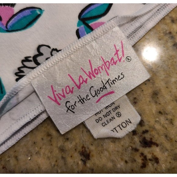 VIVA LA WOMBAT Vintage 90's 2 Napkins 17" Pink Blue Gray Koalas - Picture 2 of 8